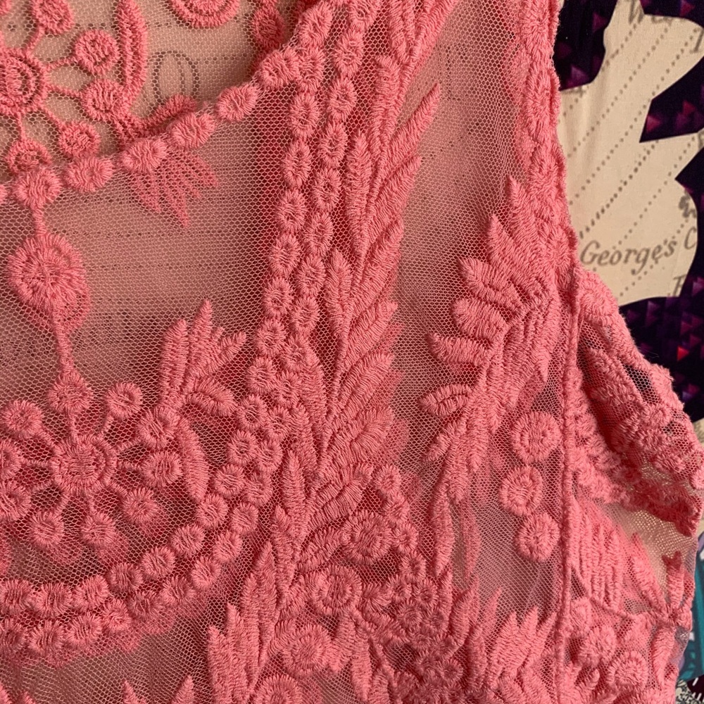 Mango colored lace layering tank